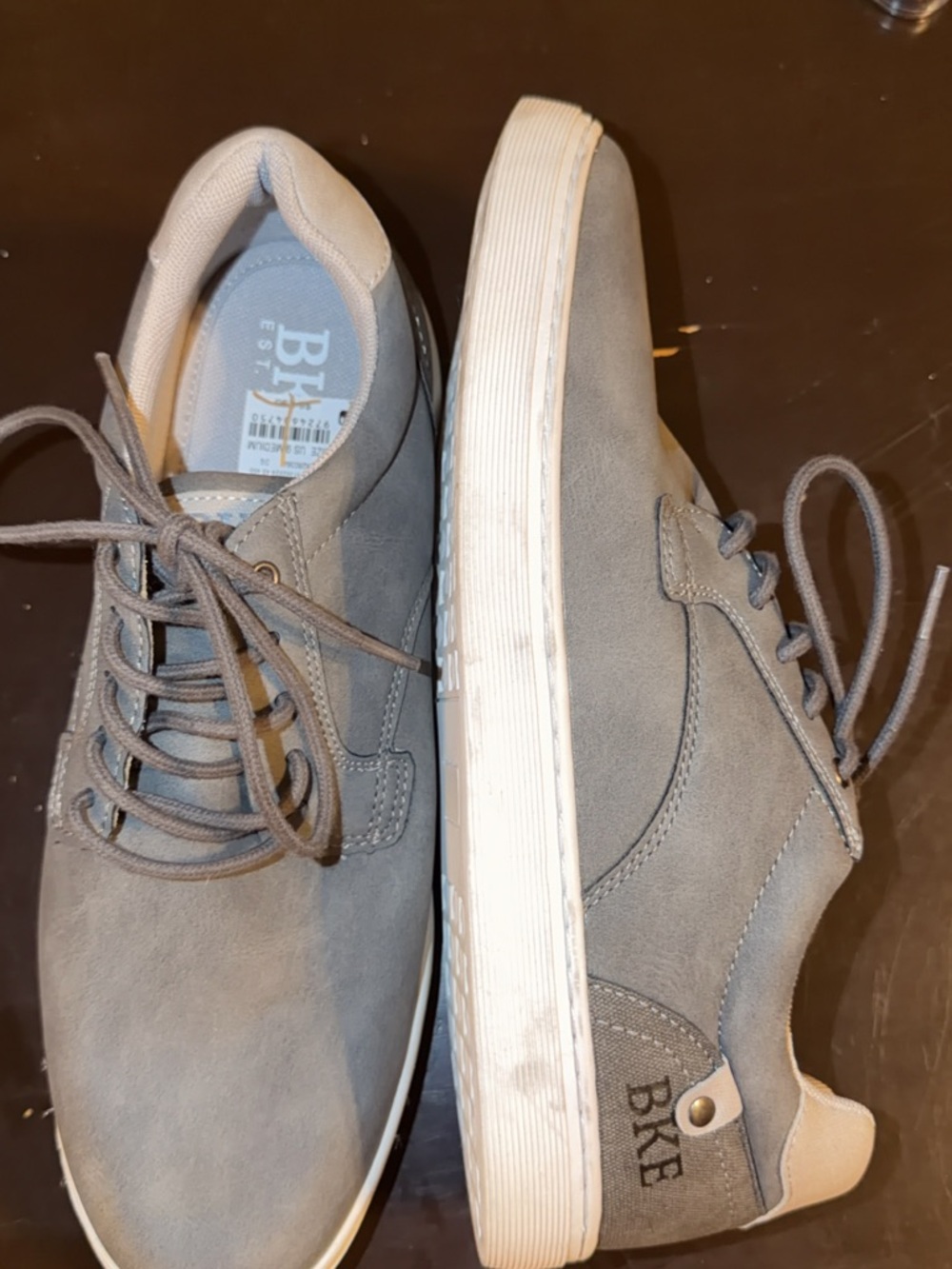 BKE Men's Casual Gray Suede Lace-Up Sneakers - Picture 2 of 3